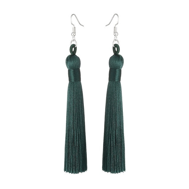 Long Fringe Dangle Earrings