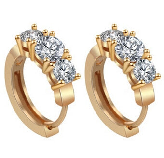 Gold Silver Zircon Earrings