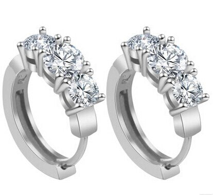 Gold Silver Zircon Earrings